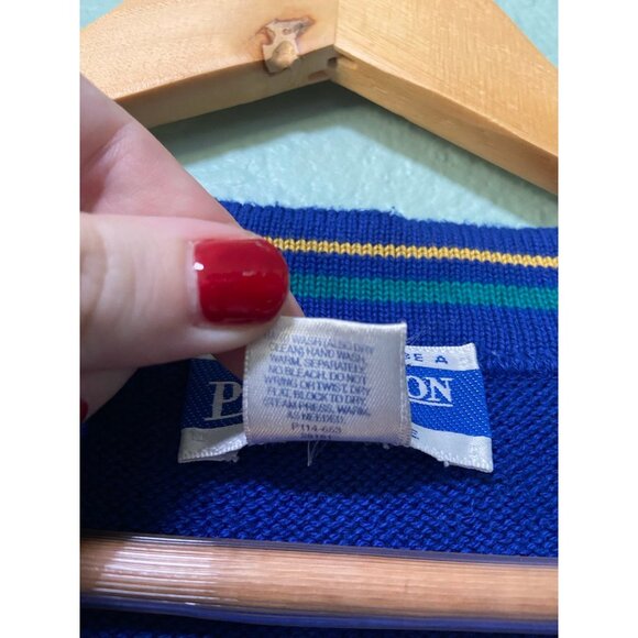 Vintage Pendleton Women's Beach Petite Blue Button Up Sweater‎ Cardigan Medium - Picture 6 of 8